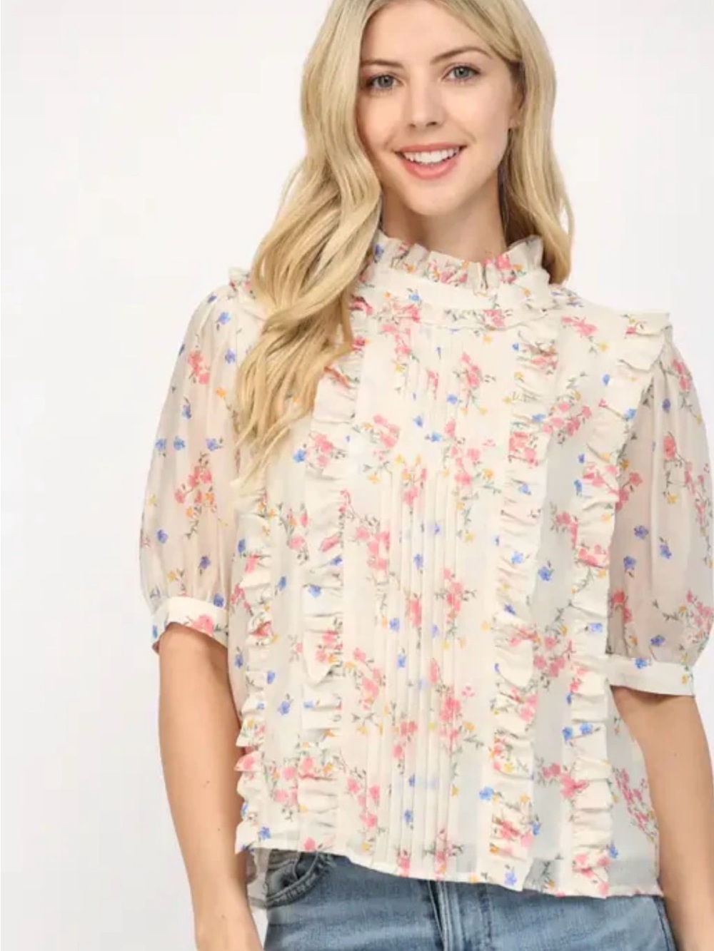 Just together cream multi blouse
